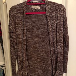 Ribbed pocket open cardigan
